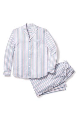 Petite Plume Stripe Cotton Pajamas in Blue