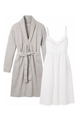 Petite Plume The Essential Maternity Nightgown & Robe Set in Heather Grey
