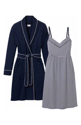 Petite Plume The Essential Maternity Nightgown & Robe Set in Navy