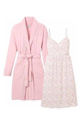 Petite Plume The Essential Maternity Nightgown & Robe Set in Pink