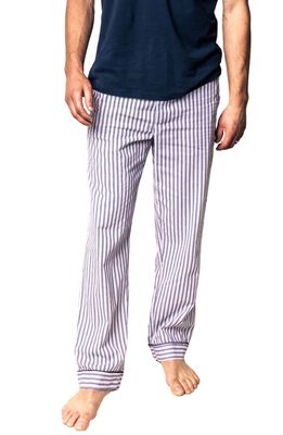 Petite Plume Ticking Stripe Cotton Pajama Pants in Navy