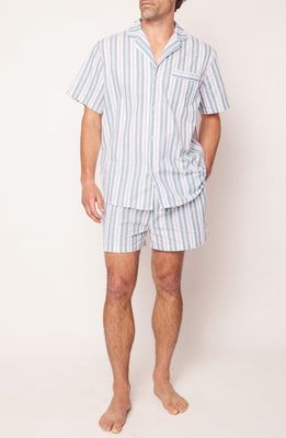 Petite Plume Vintage Stripe Cotton Short Pajamas in Blue