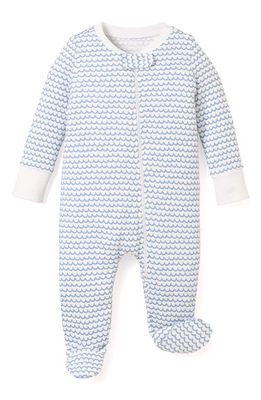 Petite Plume Wave Stripe Pima Cotton Footie in Blue