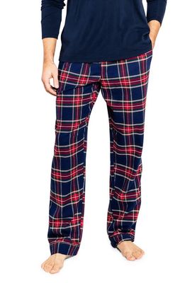 Petite Plume Windsor Tartan Cotton Flannel Pajama Pants in Navy