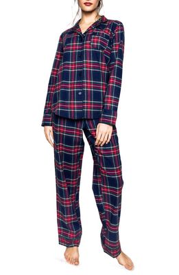 Petite Plume Windsor Tartan Cotton Pajamas in Navy