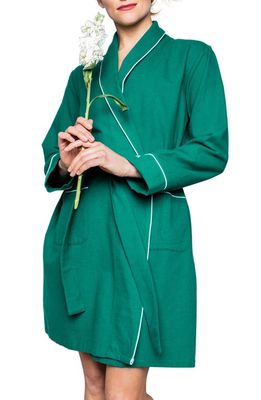 Petite Plume Women's Flannel Robe in Green