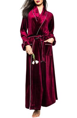 Petite Plume Women's Velour Robe in Garnet