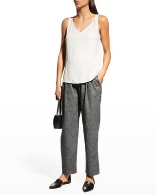 Petite Woven Tapered Ankle Pants