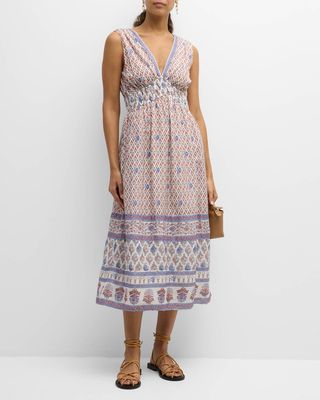 Petra Sleeveless Floral-Print Empire Midi Dress