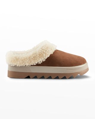 Petra Suede Shearling Mule Slippers