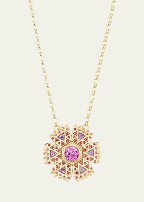 Petunia Necklace with Rubellite, Amethyst and Sapphires