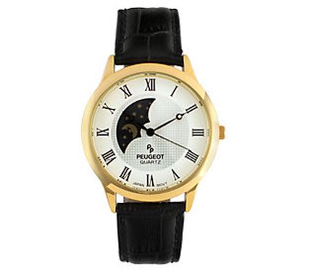 Peugeot Men's Goldtone Stainless Steel Sun Moon Phase Watch