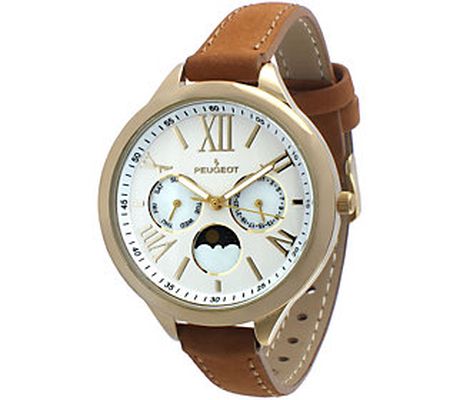 Peugeot Women's Multi-Function Tan Suede Watch