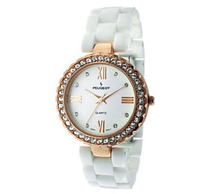 Peugeot Women's White Ceramic Crystal Watch