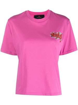 Peuterey chest graffiti-print T-shirt - Pink