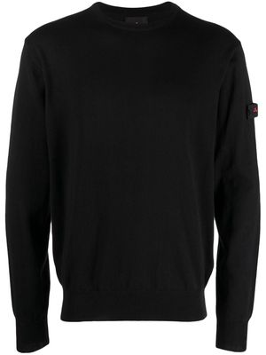 Peuterey fine-knit logo-patch jumper - Black