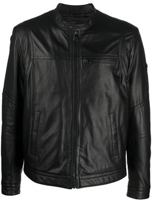 Peuterey logo-patch biker jacket - Black