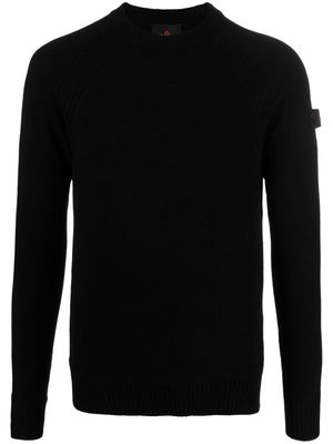 Peuterey logo-patch fine-knit jumper - Black