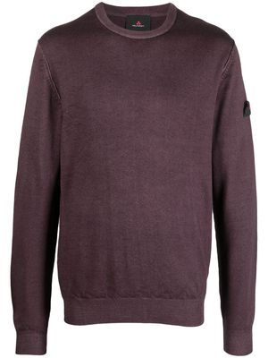 Peuterey logo-patch wool jumper - Purple