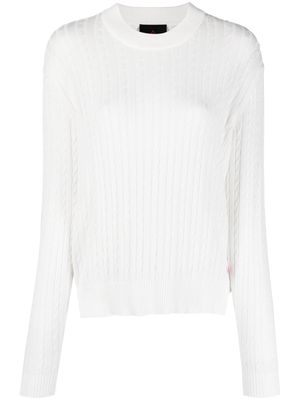 Peuterey long-sleeve cable-knit cotton jumper - White