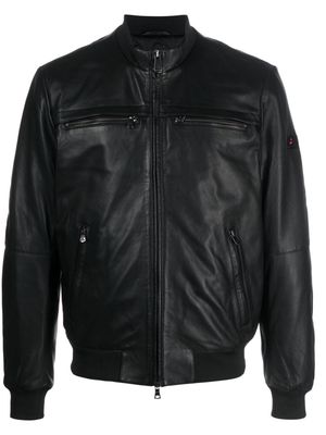 Peuterey two-way zipped leather jacket - Black