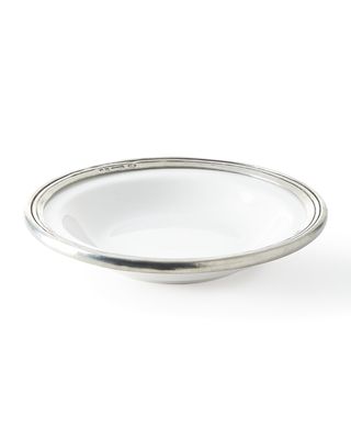 Pewter and Ceramic Soup Bowl