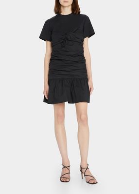 Peyton Front-Tie Ruched Mini Dress