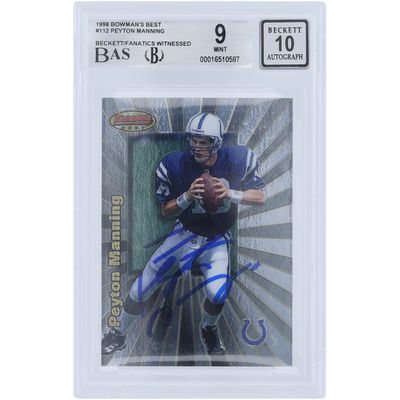 Peyton Manning Indianapolis Colts Autographed 1998 Bowman's Best #112 Beckett Fanatics Witnessed Authenticated 9/10 Rookie Card