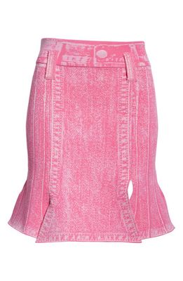 PH5 Dahlia Denim Print Knit Carwash Skirt in Pink