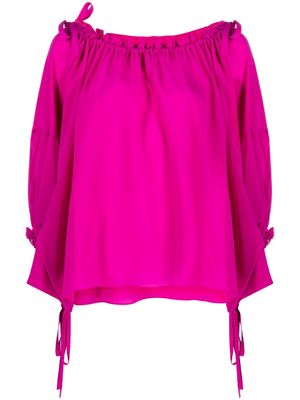 phaeonia drawstring-fastening silk blouse - Purple
