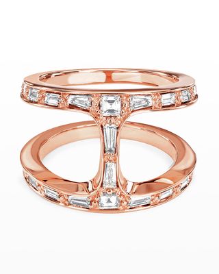 Phantom 18k Rose Gold Baguette Diamond Ring, Size 7.75