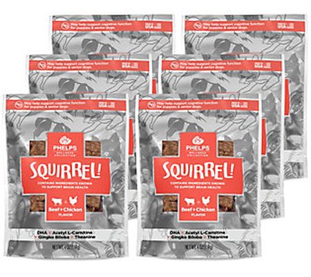 Phelps Wellness Squirrel Attention Focusing Dog Treats 6 Pack