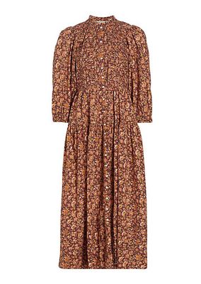 Philana Floral Cotton Midi-Dress