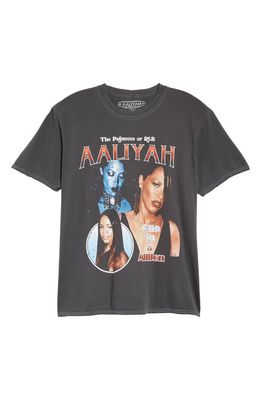 Philcos Aaliyah Princess of R & B Graphic Cotton Tee in Black Pigment Dye