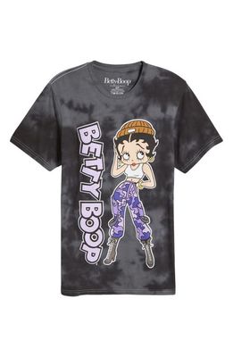 Philcos Betty Boop Tie Dye Cotton Graphic T-Shirt in Black Wash