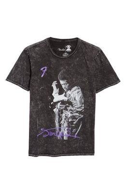 Philcos Hendrix x Fender Purple Guitar Graphic Cotton Tee in Black Wash