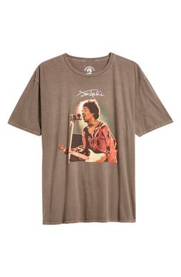 Philcos Jimi Hendrix Cotton Graphic T-Shirt in Brown Pigment