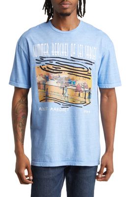 Philcos Summer Beaches of Les Sables Graphic T-Shirt in Blue Pigment