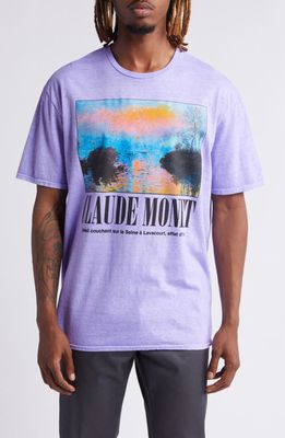 Philcos x Claude Monet Soleil Cotton Graphic T-Shirt in Violet Pigment 