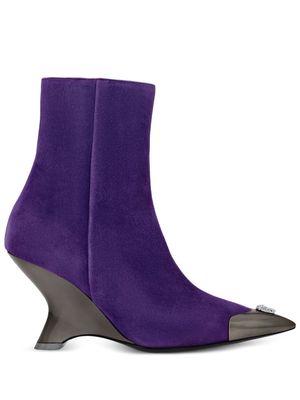 Philipp Plein 105mm logo-embellished wedge boots - Purple