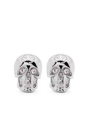 Philipp Plein 3D skull-motif stud earrings - Silver
