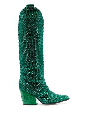 Philipp Plein 75mm crystal-embellished boots - Green
