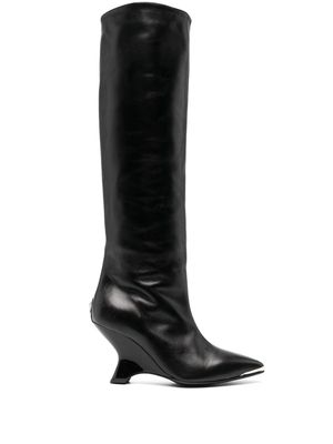Philipp Plein 90mm sculpted-heel leather boots - Black