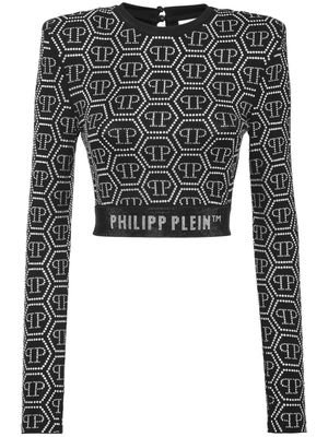 Philipp Plein all-over graphic-print cotton top - Black