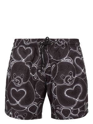 Philipp Plein bear-print swim shorts - Black
