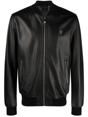 Philipp Plein Billy leather bomber jacket - Black