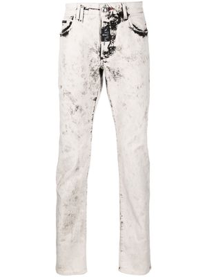 Philipp Plein bleached-design slim-cut jeans - Neutrals