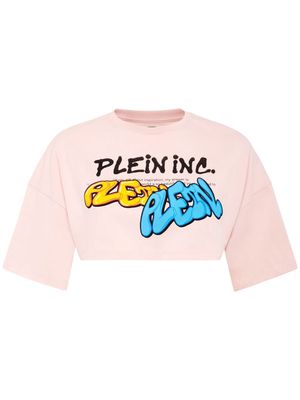 Philipp Plein Bombing Graffiti-print cropped T-shirt - Pink