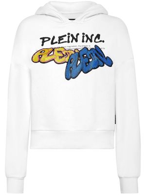 Philipp Plein Bombing Graffiti-print long-sleeve hoodie - White