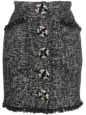 Philipp Plein button-front tweed skirt - Black